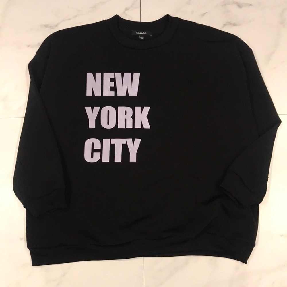 NWOT Simply Be New York City Black Crew Sweatshirt